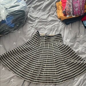 Lapis Black and Cream Grid Mini Skirt